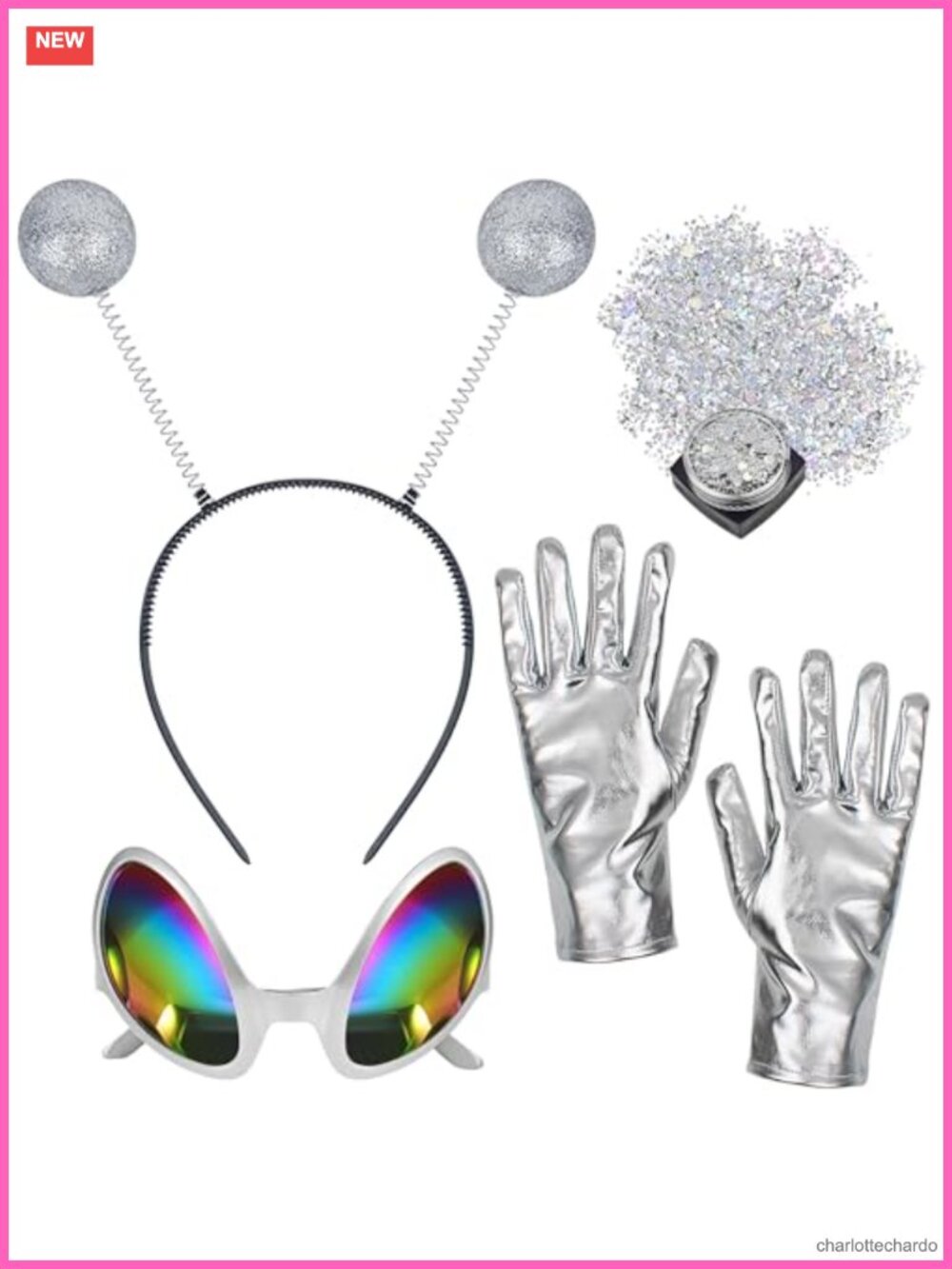 Alien Antenna Headband Glasses Gloves Costume Accessory Set